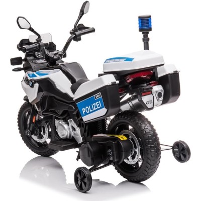 Motocicletta Elettrica per Bambini Moto BMW F 850 GS 12V Police Edition con Luci LED MP3 Sirena Bauletto e Rotelle