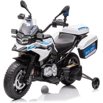Moto Elettrica BMW F 850 GS 12V per Bambini Police Edition con Luci LED MP3 Sirena Bauletto e Rotelle