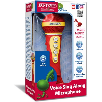 Bontempi 41 2020 StarMic Karaoke Microfono con Effetti Luminosi per Esibizioni da Vera Star Rosso