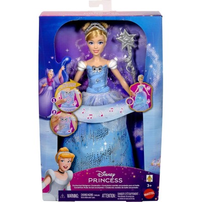 Mattel JBF94 Disney Princess Cenerentola Ballo Incantato con abito che si illumina e bacchetta con suoni