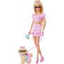 Mattel JFP36 Barbie Twinning Looks Barbie e cagnolino in abiti rosa a quadretti abbinati e accessori