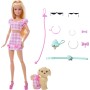 Mattel JFP36 Barbie Twinning Looks Barbie e cagnolino in abiti rosa a quadretti abbinati e accessori