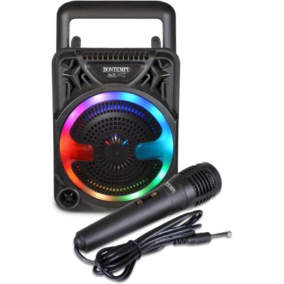 Bontempi 49 1000 Mini Speaker Wireless con Microfono Luci RGB e Funzione Radio
