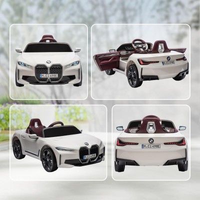 Macchina Elettrica per Bambini BMW I4 Telecomandata 12v con Fari a Led Bluetooth Cinture di Sicurezza a 3 Punti