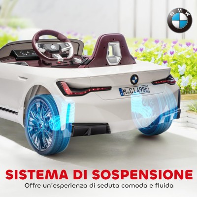 Macchina Elettrica per Bambini BMW I4 Telecomandata 12v con Fari a Led Bluetooth Cinture di Sicurezza a 3 Punti