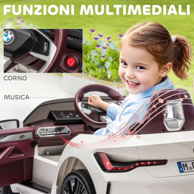 Macchina Elettrica per Bambini BMW I4 Telecomandata 12v con Fari a Led Bluetooth Cinture di Sicurezza a 3 Punti