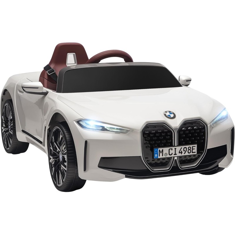 Macchina Elettrica per Bambini BMW I4 Telecomandata 12v con Fari a Led Bluetooth Cinture di Sicurezza a 3 Punti