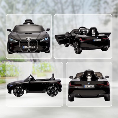 Macchina Elettrica per Bambini BMW I4 Telecomandata 12v con Fari a Led Bluetooth Cinture di Sicurezza a 3 Punti