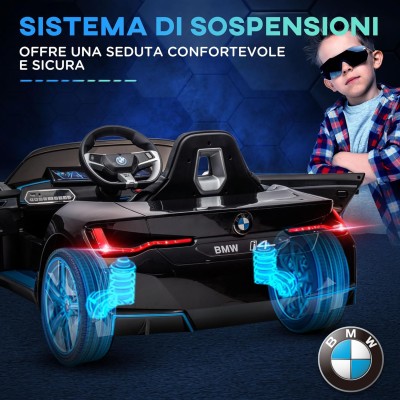 Macchina Elettrica per Bambini BMW I4 Telecomandata 12v con Fari a Led Bluetooth Cinture di Sicurezza a 3 Punti