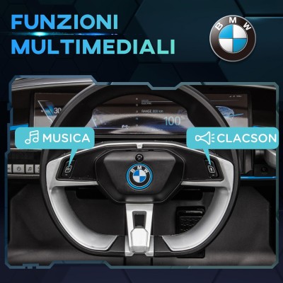 Macchina Elettrica per Bambini BMW I4 Telecomandata 12v con Fari a Led Bluetooth Cinture di Sicurezza a 3 Punti