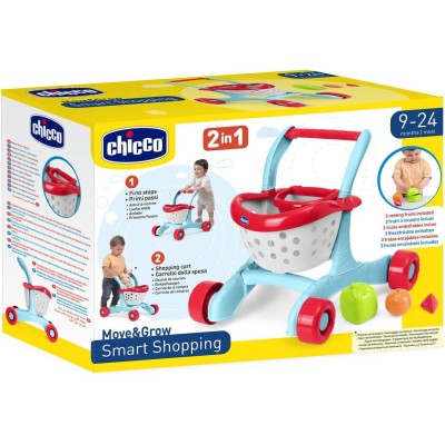 Chicco 012421 Carrello Primi Passi 2in1 per Gioco di Ruolo Spesa e Forme con Sedile per Bambola