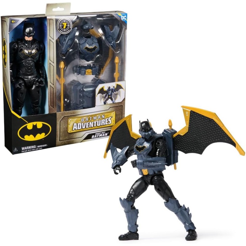 SpinMaster 6070532 DC Comics Batman Adventures Night Sky Alto 30cm con 17 Punti di Articoclazione e 7 Acessori
