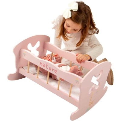 Giocheria 21583 ARIAS Culla a dondolo in legno con cuscino e copriletto coordinato