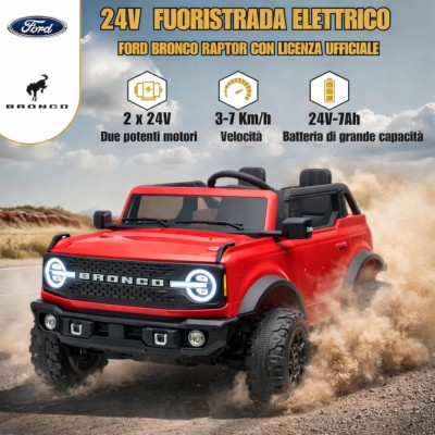 Nuova Ford Bronco 24V Maxi Suv Fuoristrada 2 Posti Auto Macchina Elettrica per Bambini con Telecomando