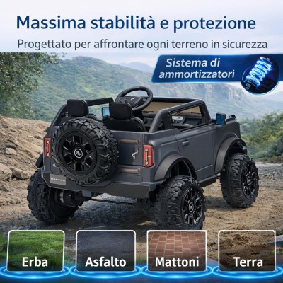 Nuova Ford Bronco 24V Maxi Suv Fuoristrada 2 Posti Auto Macchina Elettrica per Bambini con Telecomando