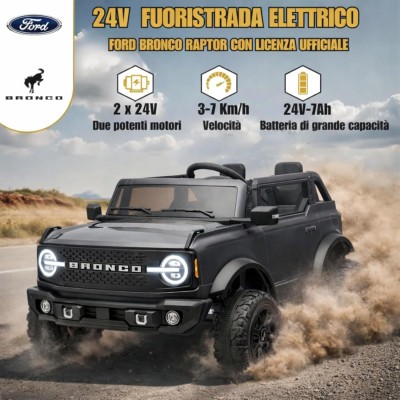 Nuova Ford Bronco 24V Maxi Suv Fuoristrada 2 Posti Auto Macchina Elettrica per Bambini con Telecomando