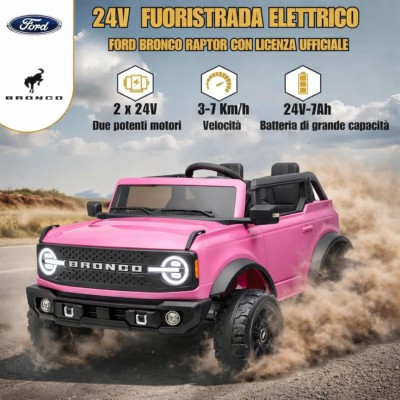 Nuova Ford Bronco 24V Maxi Suv Fuoristrada 2 Posti Auto Macchina Elettrica per Bambini con Telecomando