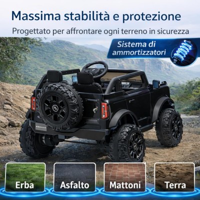 Nuova Ford Bronco 24V Maxi Suv Fuoristrada 2 Posti Auto Macchina Elettrica per Bambini con Telecomando