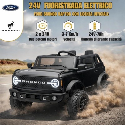 Nuova Ford Bronco 24V Maxi Suv Fuoristrada 2 Posti Auto Macchina Elettrica per Bambini con Telecomando