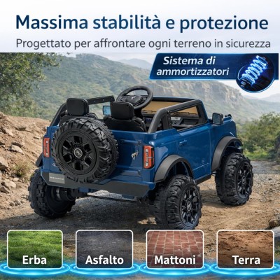 Nuova Ford Bronco 24V Maxi Suv Fuoristrada 2 Posti Auto Macchina Elettrica per Bambini con Telecomando