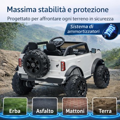 Nuova Ford Bronco 24V Maxi Suv Fuoristrada 2 Posti Auto Macchina Elettrica per Bambini con Telecomando