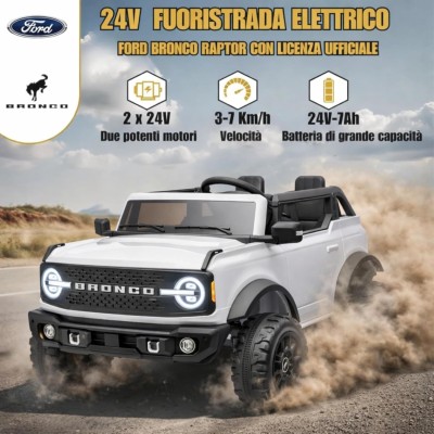 Nuova Ford Bronco 24V Maxi Suv Fuoristrada 2 Posti Auto Macchina Elettrica per Bambini con Telecomando