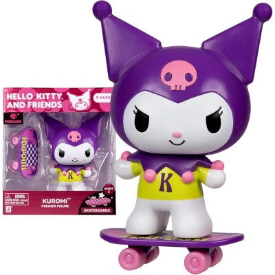 Giochi Preziosi HKTH9200 Hello Kitty Kuromi 10cm Serie Premier Effetto Metal Dettagliato Occhi Luccicanti con Skateboard