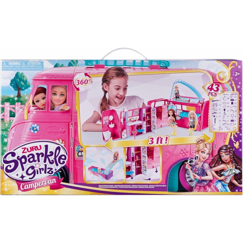 Maggio3 ZURU Sparkle Girlz 100262 Camper Van retrò con 44 accessori