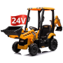 Trattore Cavalcabile Elettrico per Bambini JCB 24V Escavatore con Braccio Scavatore Bulldozer Retroescavatore 4 in 1