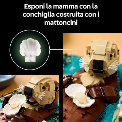 LEGO Ideas 21366 Lontre Marine Modello 3D da Esposizione con Lontra e Cucciolo