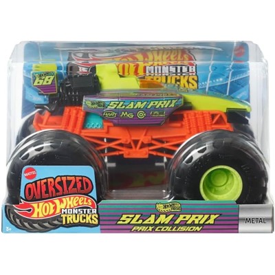 Mattel JCC92 Hot Wheels Monster Trucks auto da corsa Slam Prix Prix Collisionin Die-Cast in scala 1:24