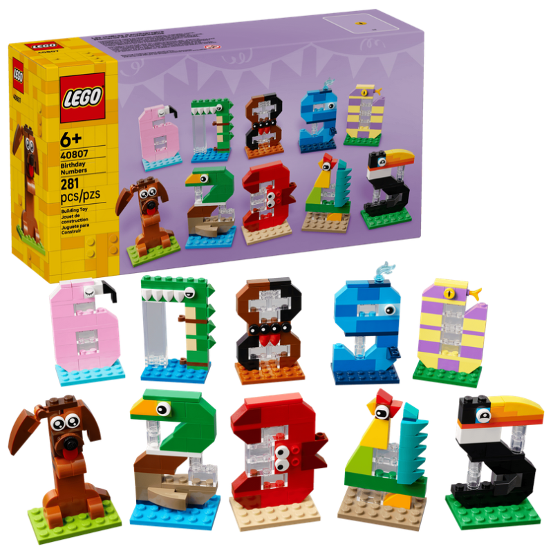 Lego 40807 Numeri di Compleanno Decorazione per Torta con Animali tra cui Cane Ragno e Balena