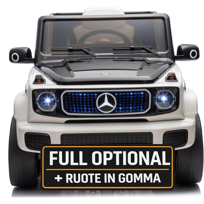 Macchina Elettrica per Bambini 12V Mercedes EQG 63 con 4 Motori, Ruote in Gomma, Telecomando, Sedile in Pelle, Porte Apribili