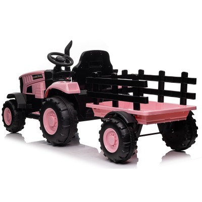 Trattore Elettrico per Bambini 12V con Rimorchio - Maxi Trattore Cavalcabile con ruote in gomma