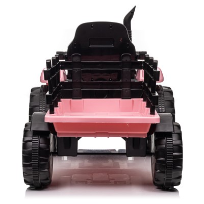 Trattore Elettrico per Bambini 12V con Rimorchio - Maxi Trattore Cavalcabile con ruote in gomma