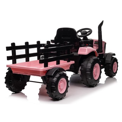 Trattore Elettrico per Bambini 12V con Rimorchio - Maxi Trattore Cavalcabile con ruote in gomma