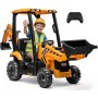 Trattore Cavalcabile Elettrico per Bambini JCB 24V Escavatore con Braccio Scavatore Bulldozer Retroescavatore 4 in 1