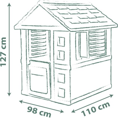 Smoby 7600810737 Jolie Maison Casetta da giardino dal Design Moderno con Cancello Finestre con Persiane in Materiale Riciclato