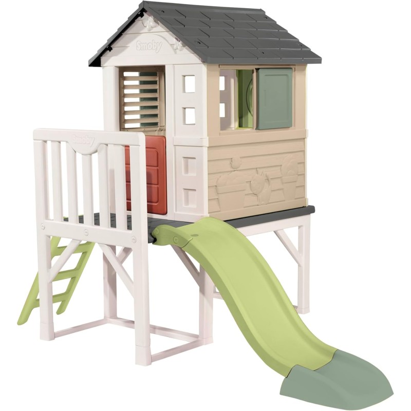 Smoby 7600810802 Casetta palafitta con scivolo da giardino dimensioni: 98x110x127cm