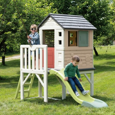 Smoby 7600810802 Casetta palafitta con scivolo da giardino dimensioni: 98x110x127cm