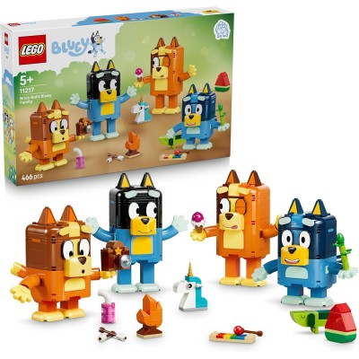 LEGO Bluey 11217 Famiglia Bluey in Mattoncini con 4 Personaggi con Diverse Espressioni e Accessori