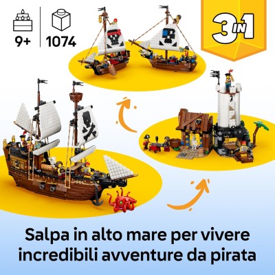 Lego Creator 31387 Iconica Nave da Pirata Trasformabile in Castello o in 2 Barche Gemelle