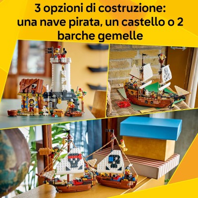 Lego Creator 31387 Iconica Nave da Pirata Trasformabile in Castello o in 2 Barche Gemelle