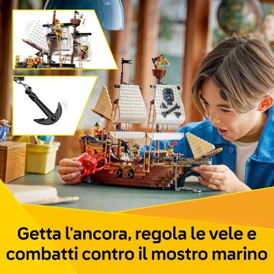 Lego Creator 31387 Iconica Nave da Pirata Trasformabile in Castello o in 2 Barche Gemelle