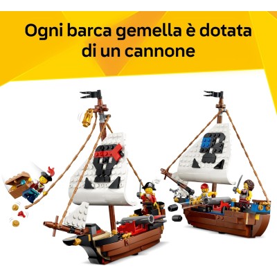 Lego Creator 31387 Iconica Nave da Pirata Trasformabile in Castello o in 2 Barche Gemelle