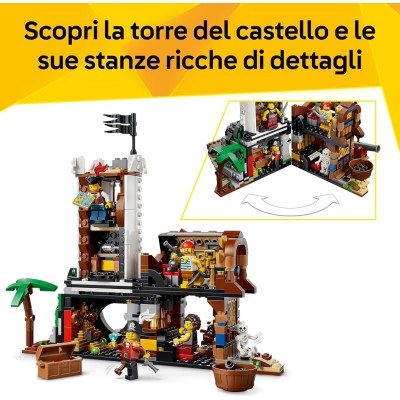 Lego Creator 31387 Iconica Nave da Pirata Trasformabile in Castello o in 2 Barche Gemelle