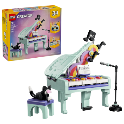 Lego Creator 31392 Pianoforte decorativo con gatto Trasformabile in Radio o Giradischi