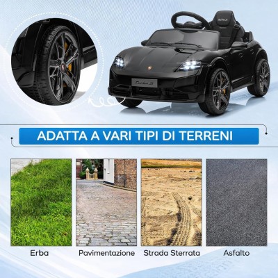 Macchina Elettrica per Bambini Porsche Taycan Turbo S 12V monoposto con Telecomando Cintura a 3 Punti