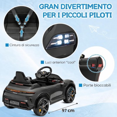 Macchina Elettrica per Bambini Porsche Taycan Turbo S 12V monoposto con Telecomando Cintura a 3 Punti