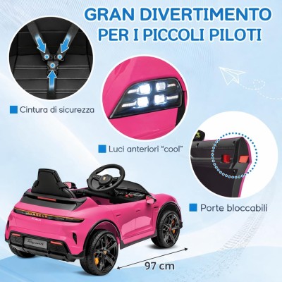 Macchina Elettrica per Bambini Porsche Taycan Turbo S 12V monoposto con Telecomando Cintura a 3 Punti